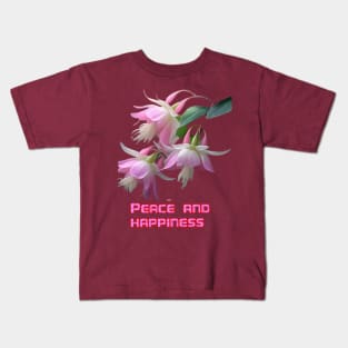 Peace and happiness Flowers Art designs. Kids T-Shirt